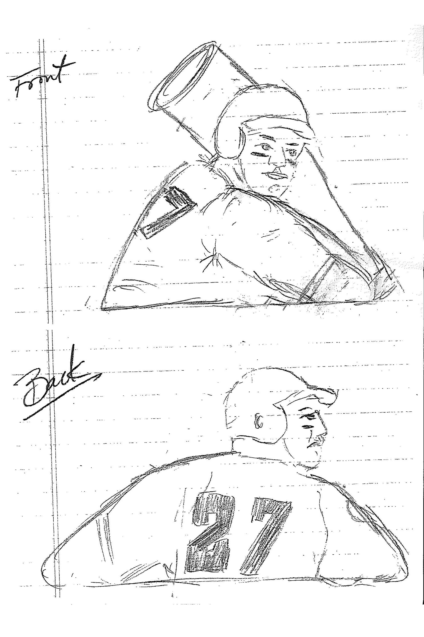 Front and back views from Pete's original 2008 bottle holder sketch
